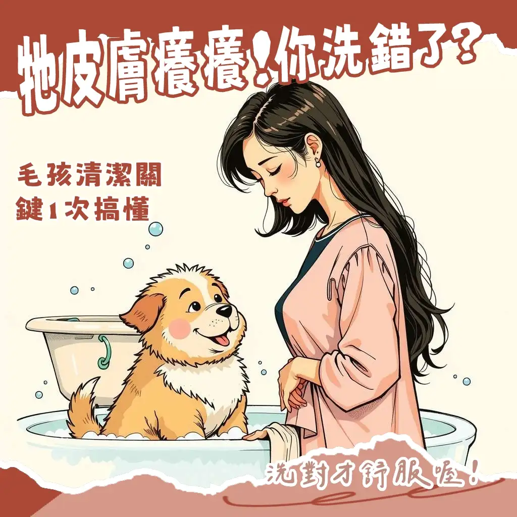 狗狗多久洗澡一次才好？毛孩洗澡頻率、清潔與皮膚護理大綱圖。