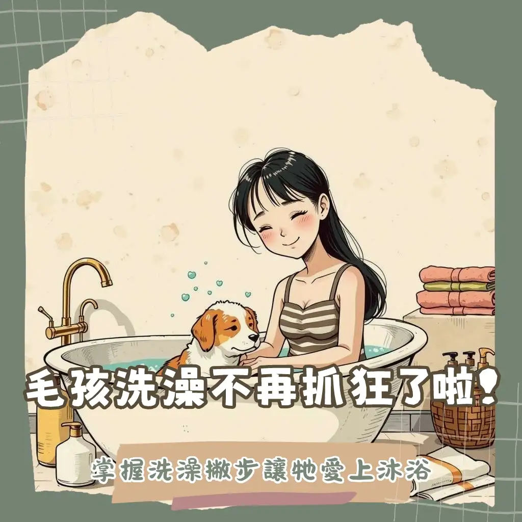 寵物洗澡順序教學：包含洗澡前的準備、正確清潔步驟、打濕與沖水順序、吹乾毛髮技巧，以及常見問題解答。