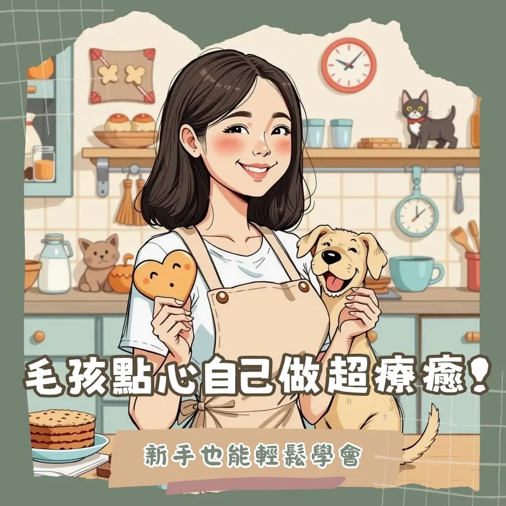 寵物零食食譜書封面，展示多種自製狗狗貓咪零食，包含肉乾、餅乾與鮮食，強調健康與DIY樂趣。