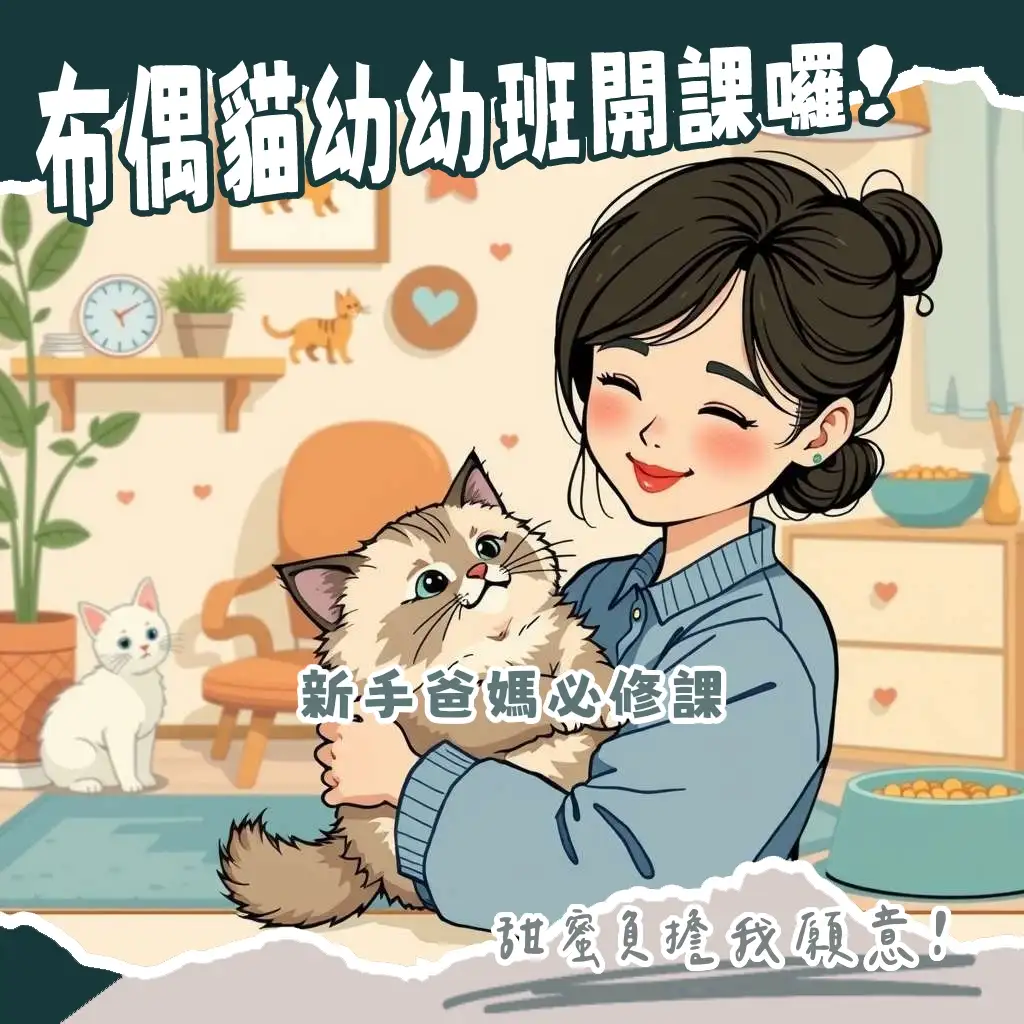 一隻藍眼睛的布偶貓幼貓在溫暖的家裡玩耍，牠的毛色和斑紋正隨著成長逐漸顯現，提供新手爸媽的布偶貓幼貓飼養指南與健康照護建議。
