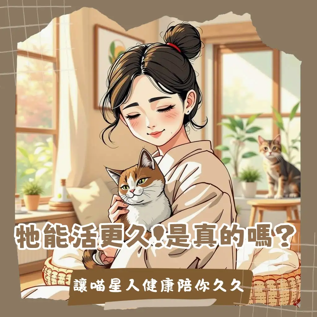 可愛貓咪在陽光下小憩，象徵貓的壽命健康與美好生活，詳述貓咪長壽秘訣。
