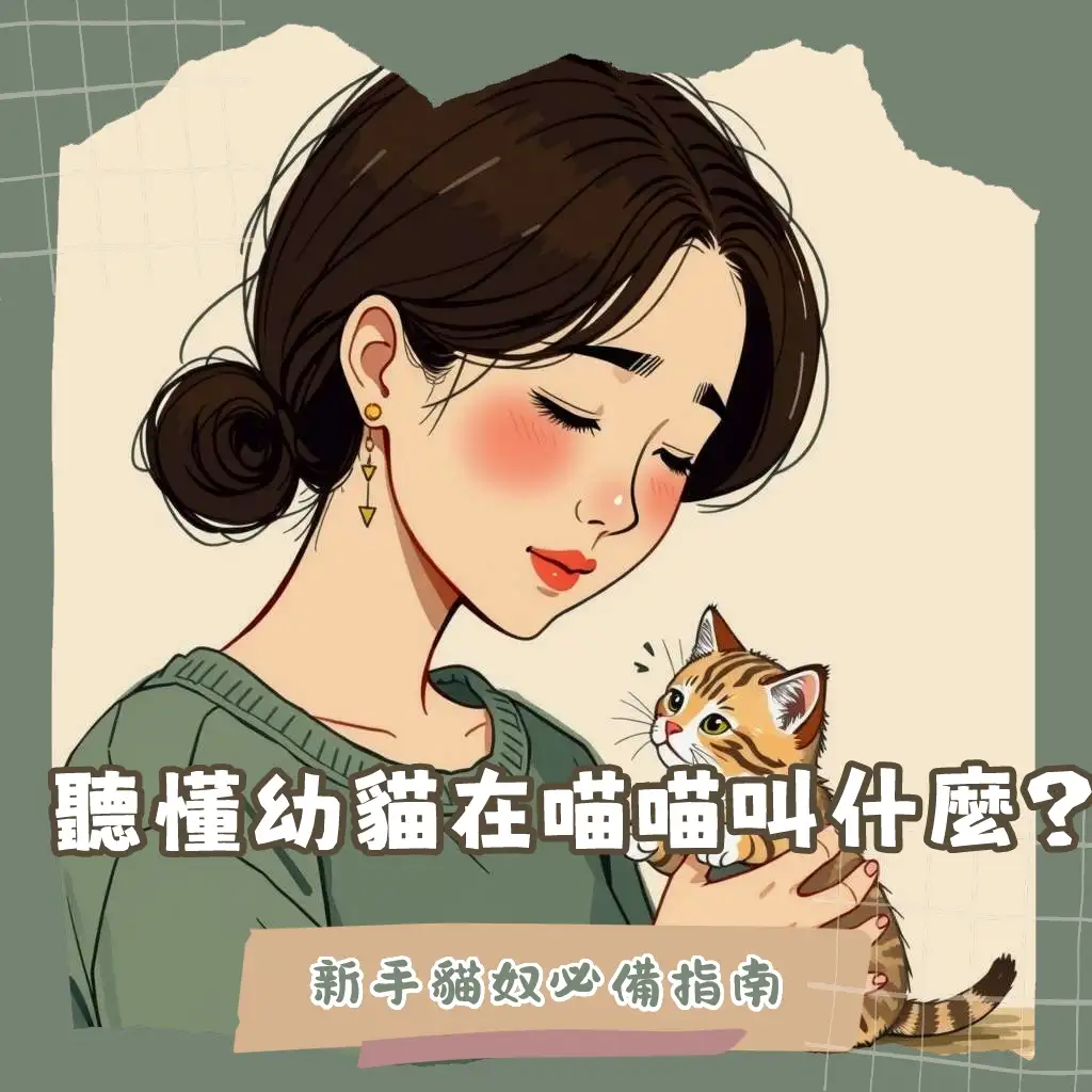 一隻可愛的小幼貓正在喵喵叫，飼主溫柔地查看牠，此圖闡述幼貓一直叫要理他嗎的常見原因與安撫方法。