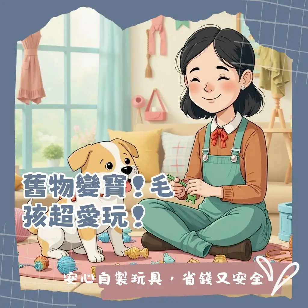 幼犬玩具自製，利用舊衣物DIY啃咬繩、響聲玩具，打造安全又耐用的幼犬專屬玩樂用品，守護毛孩口腔健康。