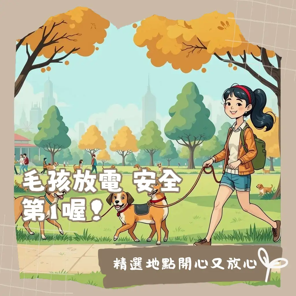 一隻開心的黃金獵犬在廣闊的綠地奔跑，陽光灑落，展示遛狗好地方的愜意與活力。