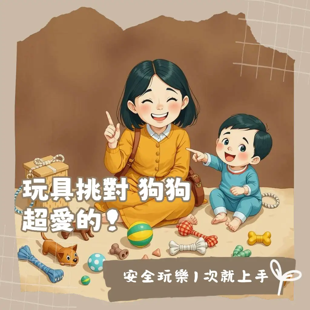 可愛小狗快樂地玩著安全小狗玩具，突顯尺寸合適、材質安全的玩樂指南