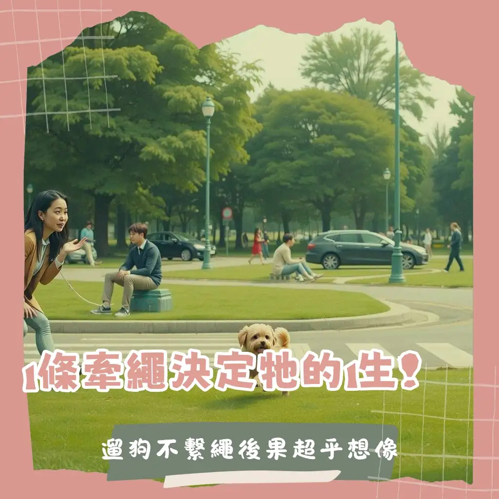 狗狗沒有牽繩在台灣是違法行為，可能造成安全威脅、走失與環境污染，飼主應繫牽繩確保安全。