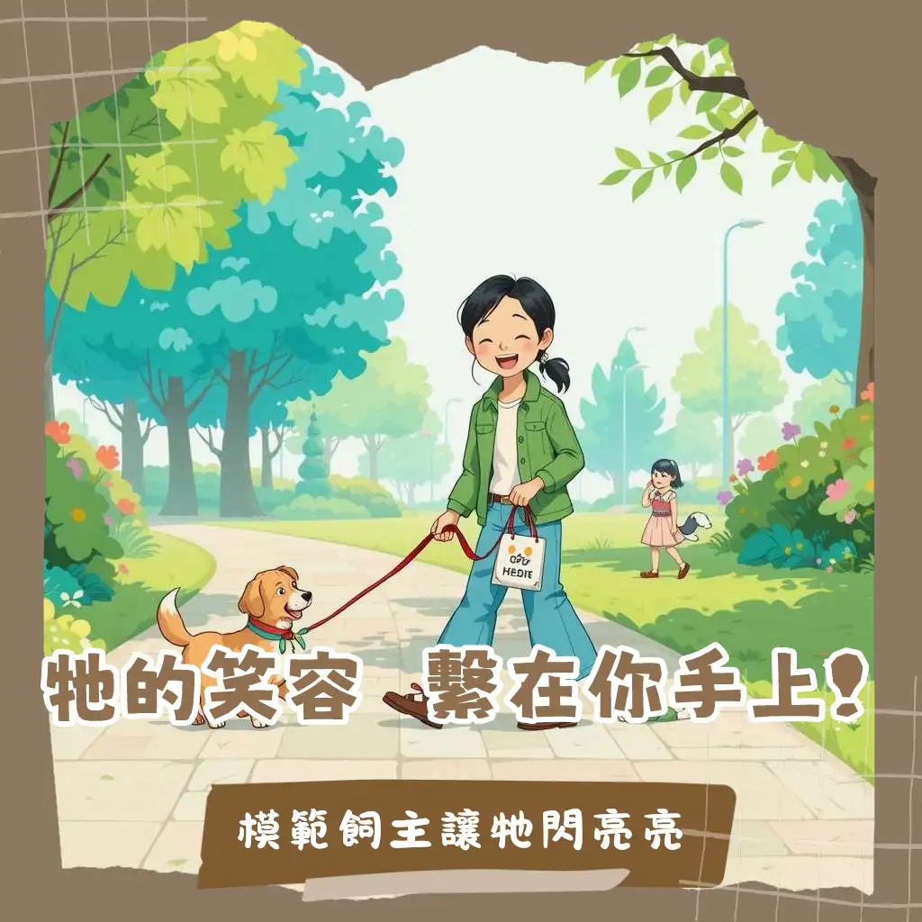 遛狗系狗鍊隨手清狗便：文明養狗規範，確保公共安全與環境衛生，讓毛孩生活更美好。