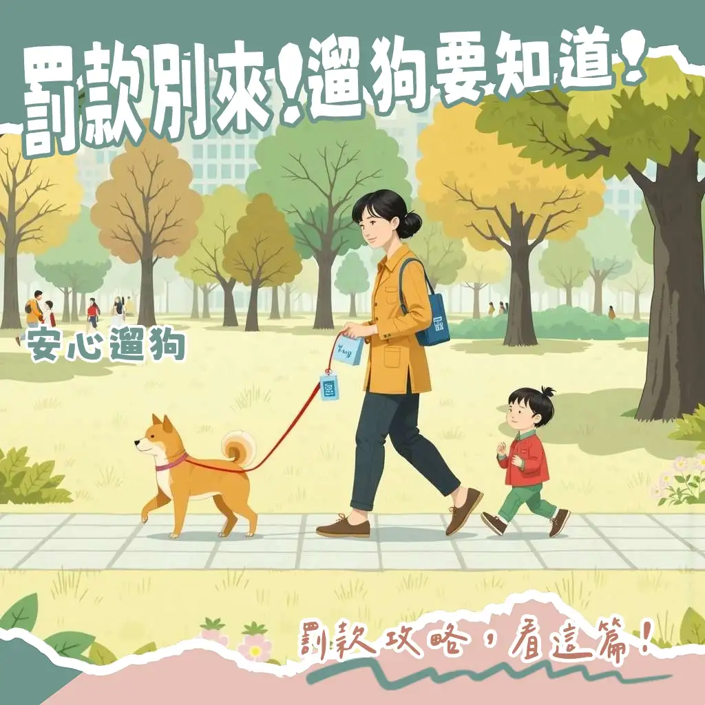 飼主遛狗法規指南，解釋牽繩規定與排泄物清理的公共安全行為規範。